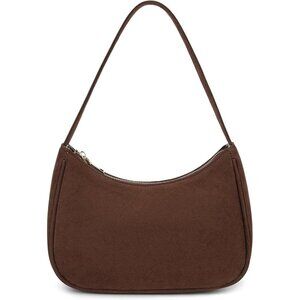 Women Suede Coffee Imported Polyester Leather Zipper Closure Mini Tote Handbag